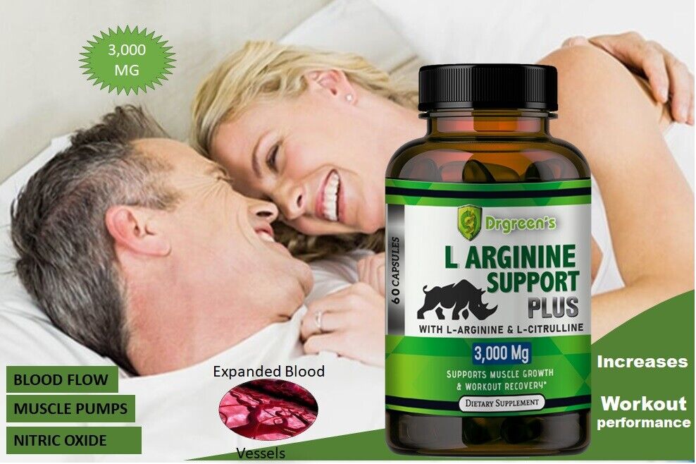 L-Arginine 60 Nitric Oxide, Testosterone Booster, ED Support 3000 mg
