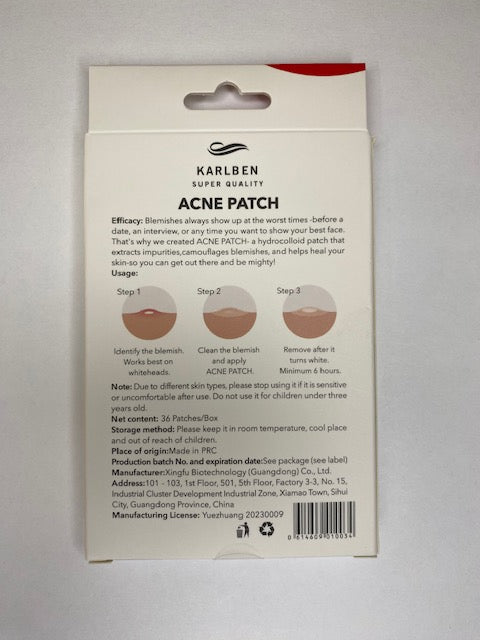 Karlben Cosmetics Acne Patch the Original: Hydrocolloid Acne Pimple Patch for Zits and Blemishes (36 Count)